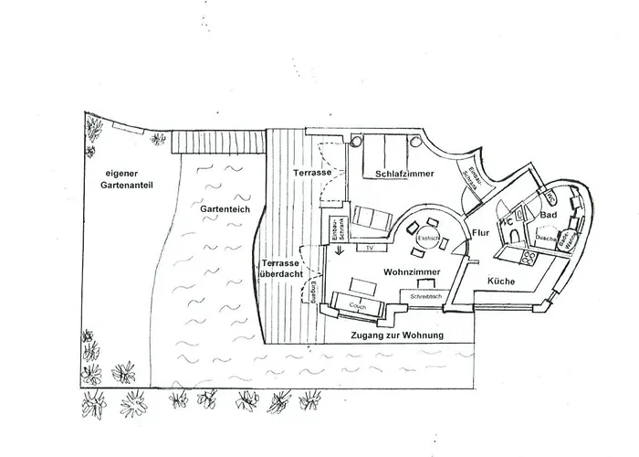 شقة Design 2. Reihe Woerthsee Mit Garten Und Grosser Terrasse